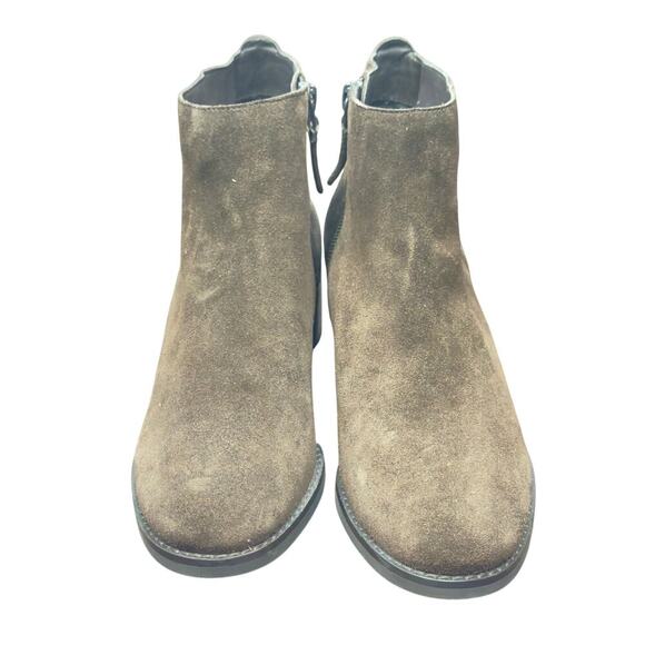 New Cole Haan Holis Brown Suede Bootie Gold Buckle Side Zip W29147 Women's 6B - Picture 1 of 13